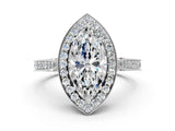 White gold Marquise Halo Diamond Engagement Ring with Split Shank Band and Four-Prong Setting_6
