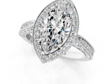 White gold Marquise Halo Diamond Engagement Ring with Split Shank Band and Four-Prong Setting_7