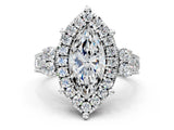 White gold Marquise Halo Diamond Engagement Ring with Split Shank and Four-Prong Setting_60