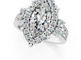 White gold Marquise Halo Diamond Engagement Ring with Split Shank and Four-Prong Setting_61