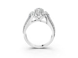 White gold Marquise Halo Diamond Engagement Ring with Split Shank and Prong Setting_69