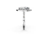 White gold Marquise Halo Diamond Engagement Ring with Twisted Band and Four-Prong Setting 3