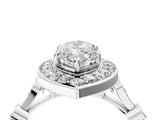 White gold Marquise Halo Diamond Engagement Ring with Twisted Band and Four-Prong Setting 5