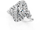 White gold Marquise Halo Diamond Engagement Ring with Vintage-Inspired Band and Four-Prong Setting_4