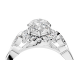 White gold Marquise Halo Diamond Engagement Ring with Vintage-Inspired Band and Four-Prong Setting_7