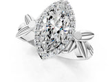 White gold Marquise Halo Diamond Floral Band with Four-Prong Setting_114