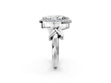 White gold Marquise Halo Diamond Floral Band with Four-Prong Setting_115