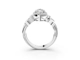 White gold Marquise Halo Diamond Floral Band with Four-Prong Setting_116