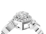 White gold Marquise Halo Diamond Floral Band with Four-Prong Setting_117