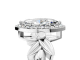 White gold Marquise Halo Diamond Floral Band with Four-Prong Setting_118