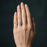 White gold Marquise Halo Diamond Pavé Band Ring with Prong Setting_12