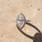 White gold Marquise Halo Diamond Pavé Band Ring with Prong Setting_15