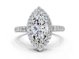 White gold Marquise Halo Diamond Pavé Band Ring with Prong Setting_36
