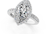 White gold Marquise Halo Diamond Pavé Band Ring with Prong Setting_40