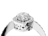 White gold Marquise Halo Diamond Pavé Band Ring with Prong Setting_43