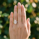 White gold Marquise Halo Diamond Pavé Solitaire Ring_12
