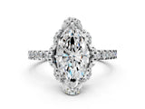 White gold Marquise Halo Diamond Pave Band Ring with Four-Prong Setting_15