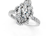 White gold Marquise Halo Diamond Pave Band Ring with Four-Prong Setting_16