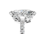 White gold Marquise Halo Diamond Pave Band Ring with Four-Prong Setting_20