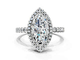 White gold Marquise Halo Diamond Pave Band with Prong Setting_77
