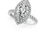 White gold Marquise Halo Diamond Pave Band with Prong Setting_78