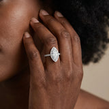 White gold Marquise Halo Diamond Pave Band with Prong Setting_91