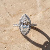 White gold Marquise Halo Diamond Pave Band with Prong Setting_92