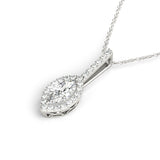White gold Marquise Halo Diamond Pendant with Pavé Setting 1
