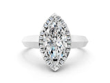 White gold Marquise Halo Diamond Ring with Cathedral Band and Four-Prong Setting_103