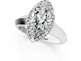 White gold Marquise Halo Diamond Ring with Cathedral Band and Four-Prong Setting_105