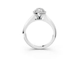 White gold Marquise Halo Diamond Ring with Cathedral Band and Four-Prong Setting_106