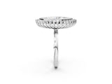 White gold Marquise Halo Diamond Ring with Milgrain Edge and Round Prong Setting_69