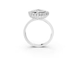 White gold Marquise Halo Diamond Ring with Milgrain Edge and Round Prong Setting_70