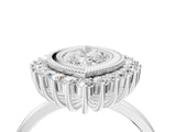 White gold Marquise Halo Diamond Ring with Milgrain Edge and Round Prong Setting_71