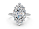White gold Marquise Halo Diamond Ring with Pavé Band and Prong Setting_41