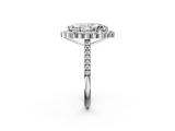 White gold Marquise Halo Diamond Ring with Pavé Band and Prong Setting_43