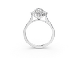 White gold Marquise Halo Diamond Ring with Pavé Band and Prong Setting_44