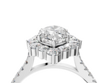 White gold Marquise Halo Diamond Ring with Pavé Band and Prong Setting_45