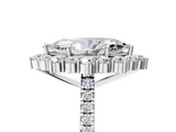 White gold Marquise Halo Diamond Ring with Pavé Band and Prong Setting_46
