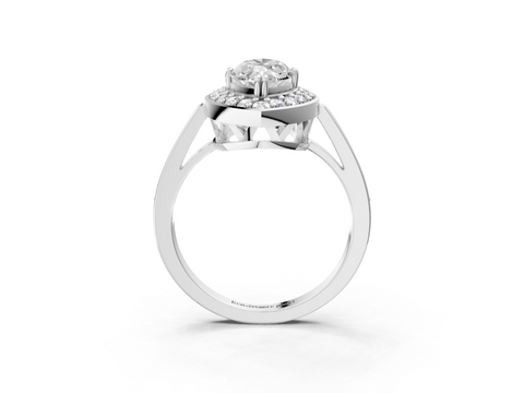 White gold Marquise Halo Diamond Ring with Split Shank and Four-Prong Setting_62