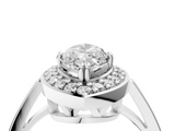 White gold Marquise Halo Diamond Ring with Split Shank and Four-Prong Setting_73