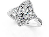 White gold Marquise Halo Diamond Ring with Tapered Band and Four-Prong Setting_16