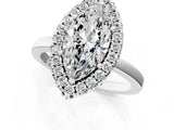 White gold Marquise Halo Diamond Solitaire with Pavé Band and Four-Prong Setting_124