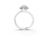 White gold Marquise Halo Diamond Solitaire with Pavé Band and Four-Prong Setting_130