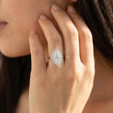 White gold Marquise Halo Diamond Solitaire with Pavé Band and Four-Prong Setting_14