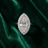 White gold Marquise Halo Diamond Solitaire with Pavé Band and Four-Prong Setting_15