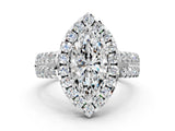 White gold Marquise Halo Diamond Split Shank Engagement Ring with Prong Setting_51