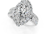 White gold Marquise Halo Diamond Split Shank Engagement Ring with Prong Setting_52