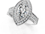 White gold Marquise Halo Diamond Split Shank Pave Ring_15