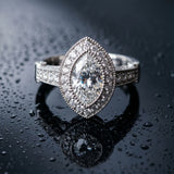 White gold Marquise Halo Diamond Split Shank Pave Ring_28